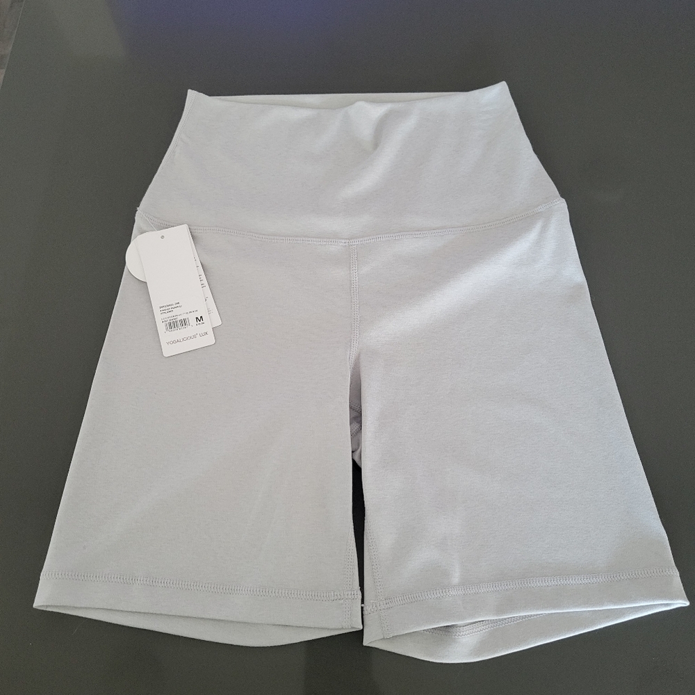 NWT Yogalicious Women's Gray High-Waisted Shorts Size Med one pair